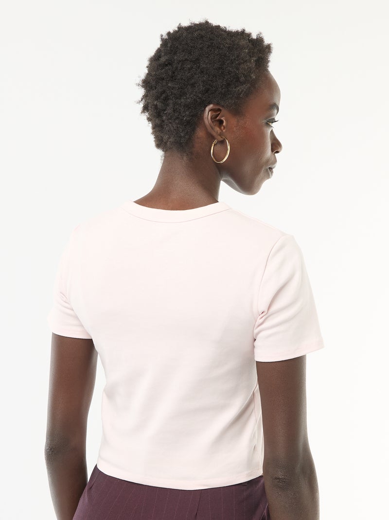 Basic Crop Top Shirt Rosa - Kiabi