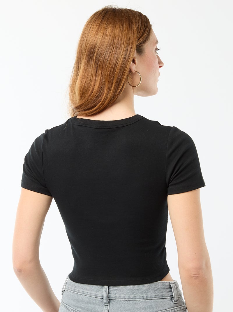 Basic Crop Top Shirt Schwarz - Kiabi