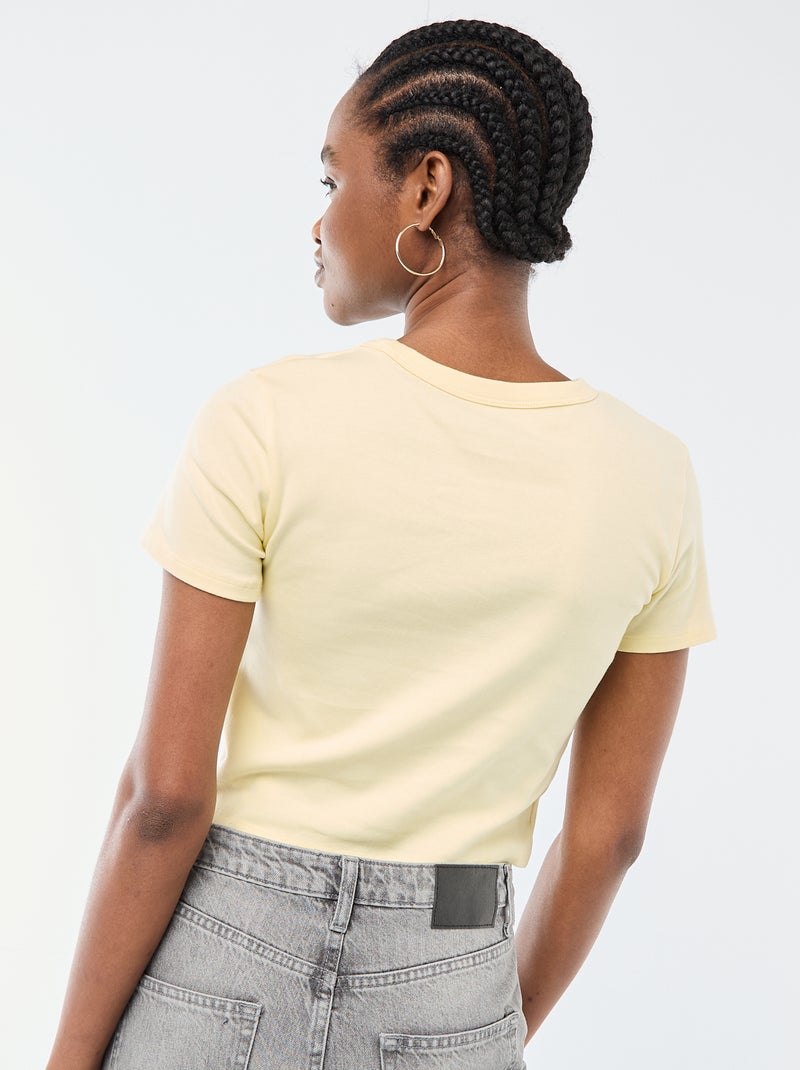 Basic Crop Top T-shirt Yellow - Kiabi