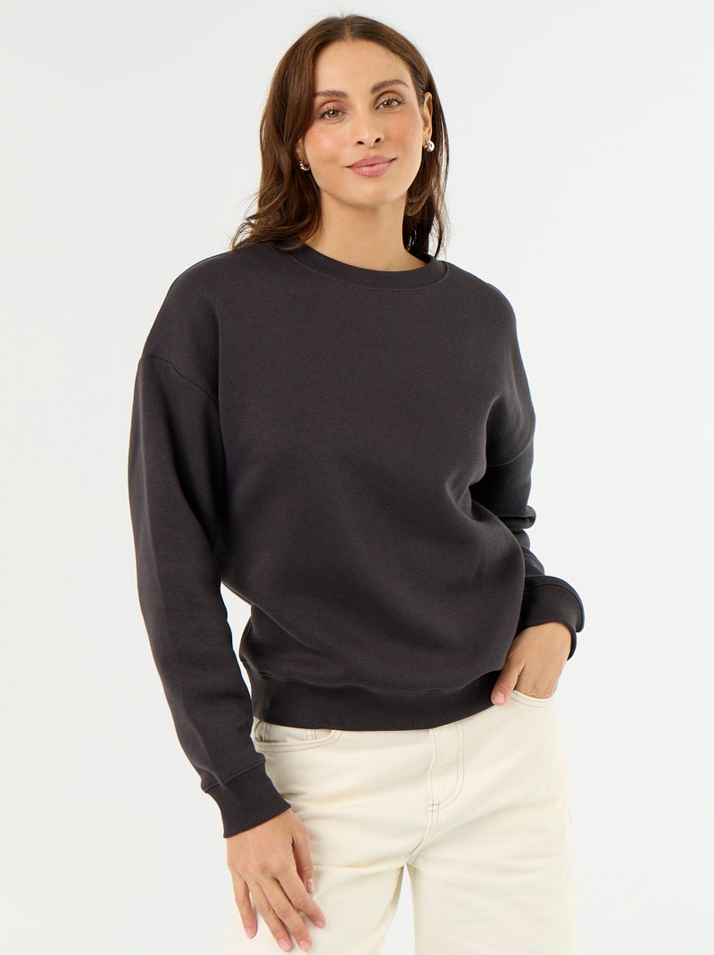 Basic Fleece-Sweatshirt Schwarz - Kiabi