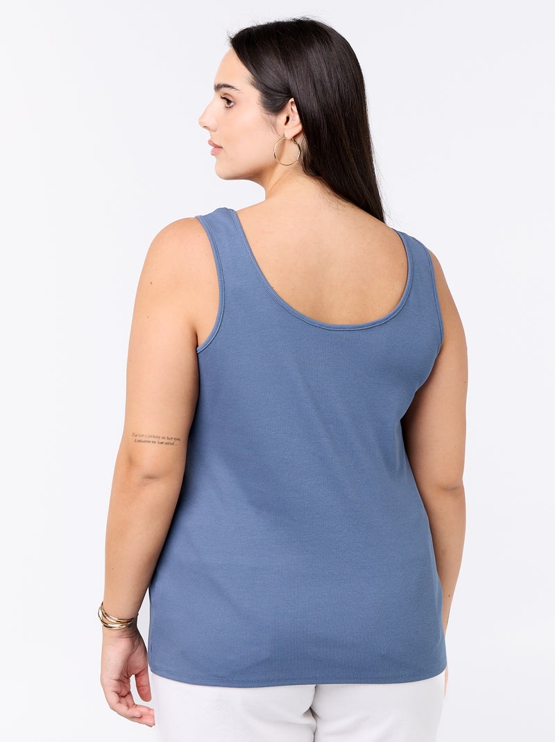 Basic geripptes Trägertop Blau - Kiabi