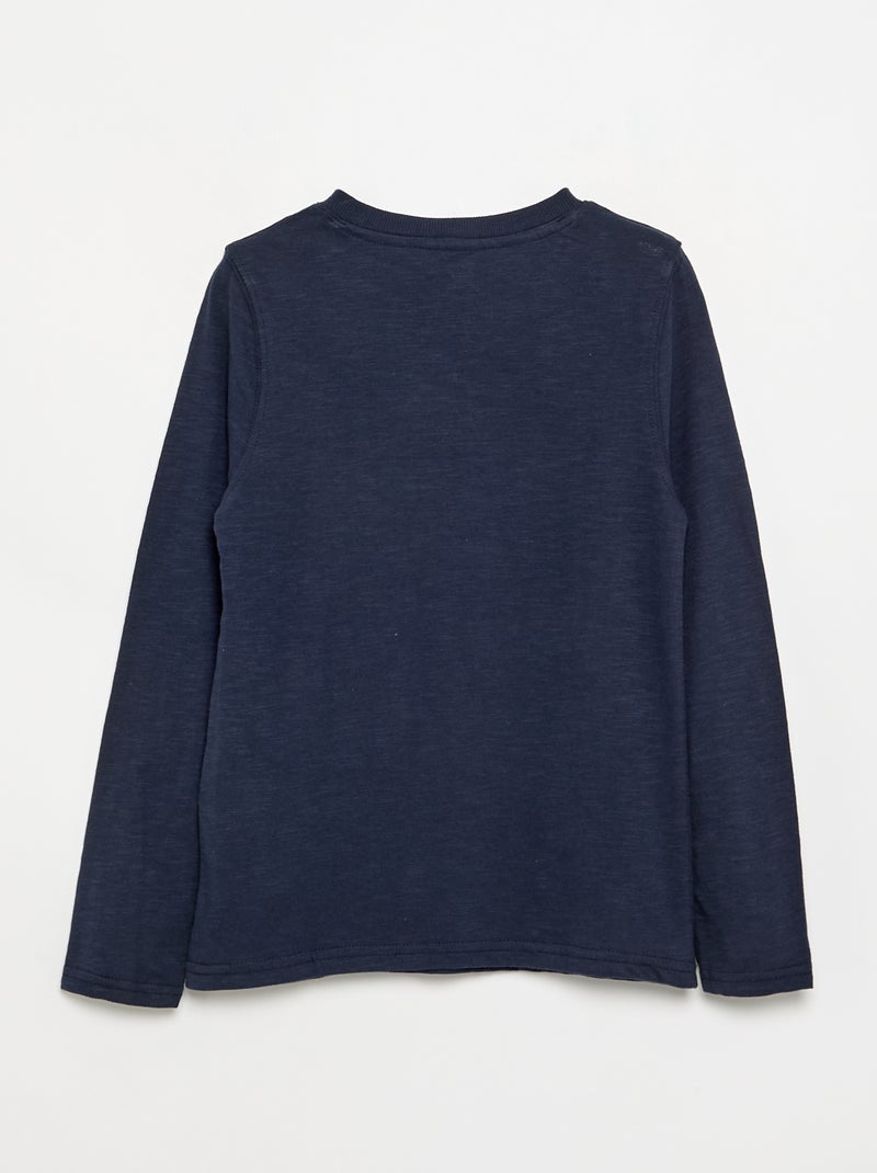 Basic Henley T-shirt Blue - Kiabi