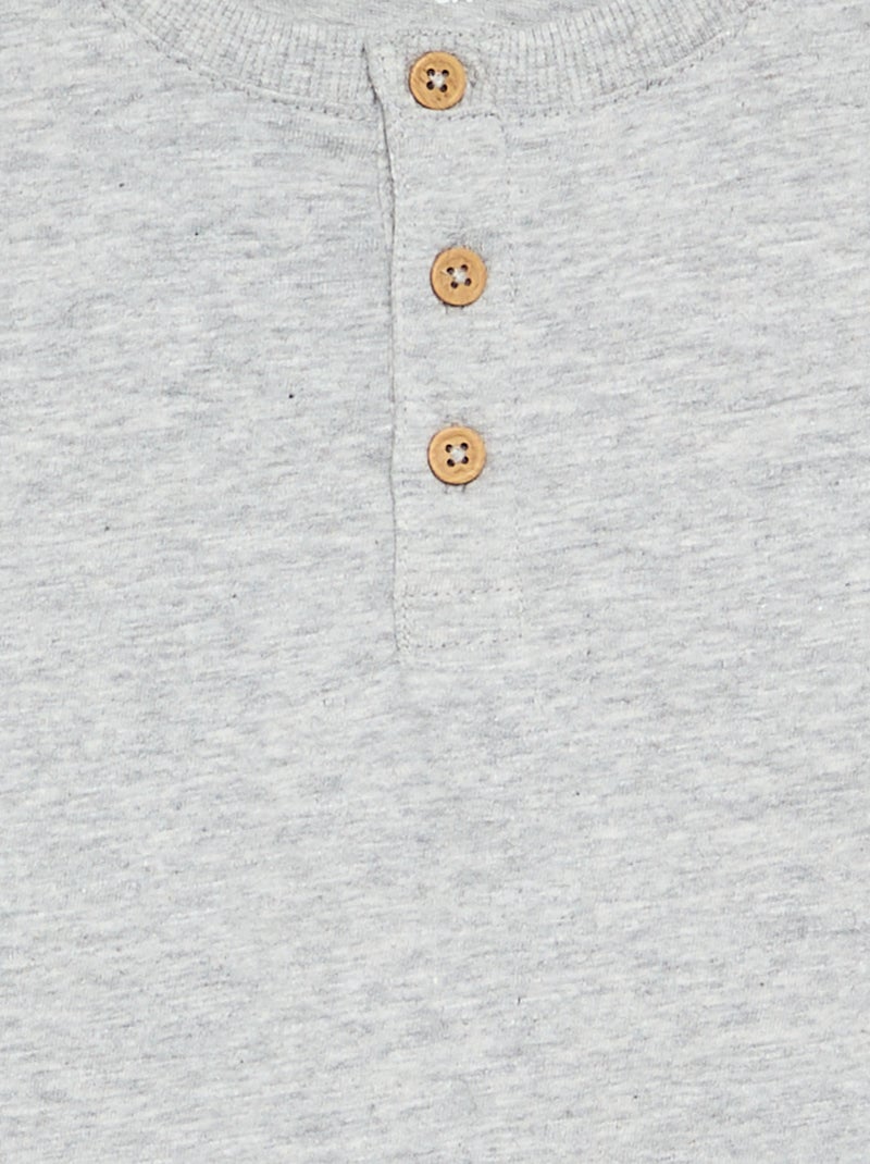 Basic Henley T-shirt Grey - Kiabi