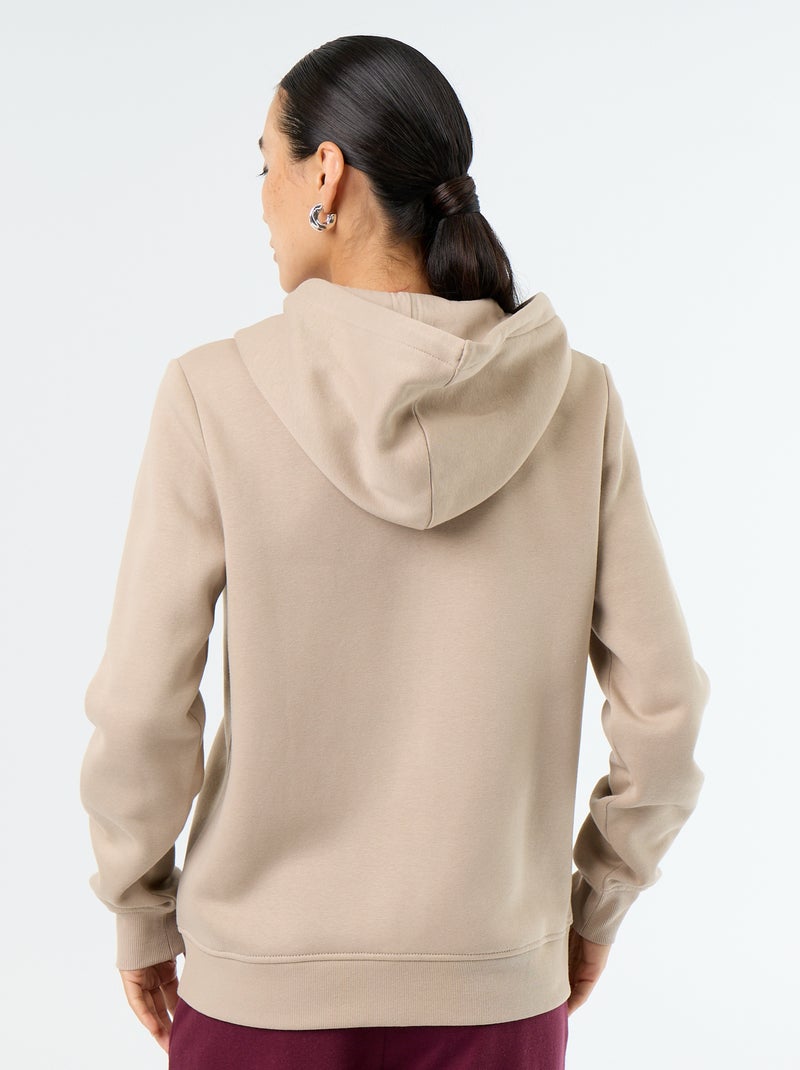 Basic Hooded Zip-Up Sweatshirt Beige - Kiabi