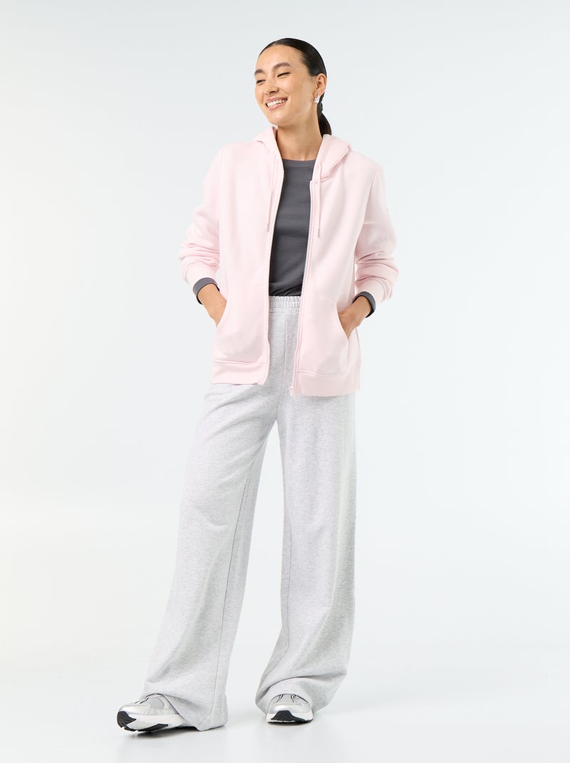 Basic Hooded Zip-Up Sweatshirt Pink - Kiabi
