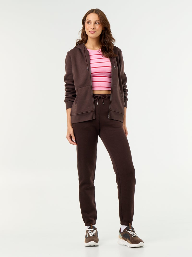 Basic Kapuzen-Sweatshirt mit Reissverschluss Braun - Kiabi