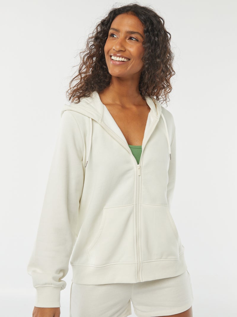 Basic Kapuzen-Sweatshirt mit Reissverschluss Weiß - Kiabi
