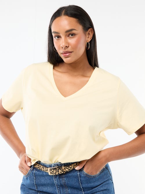 Basic Kurzarm-T-Shirt mit V-Ausschnitt - Kiabi