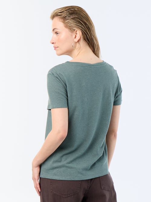 Basic Kurzarm-T-Shirt mit V-Ausschnitt - Kiabi