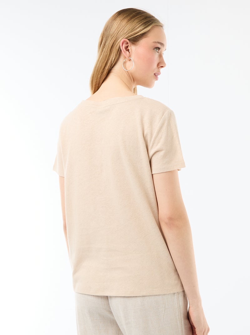 Basic Kurzarm-T-Shirt mit V-Ausschnitt Weiß - Kiabi