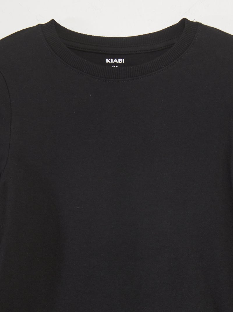 Basic Langarmshirt Schwarz - Kiabi