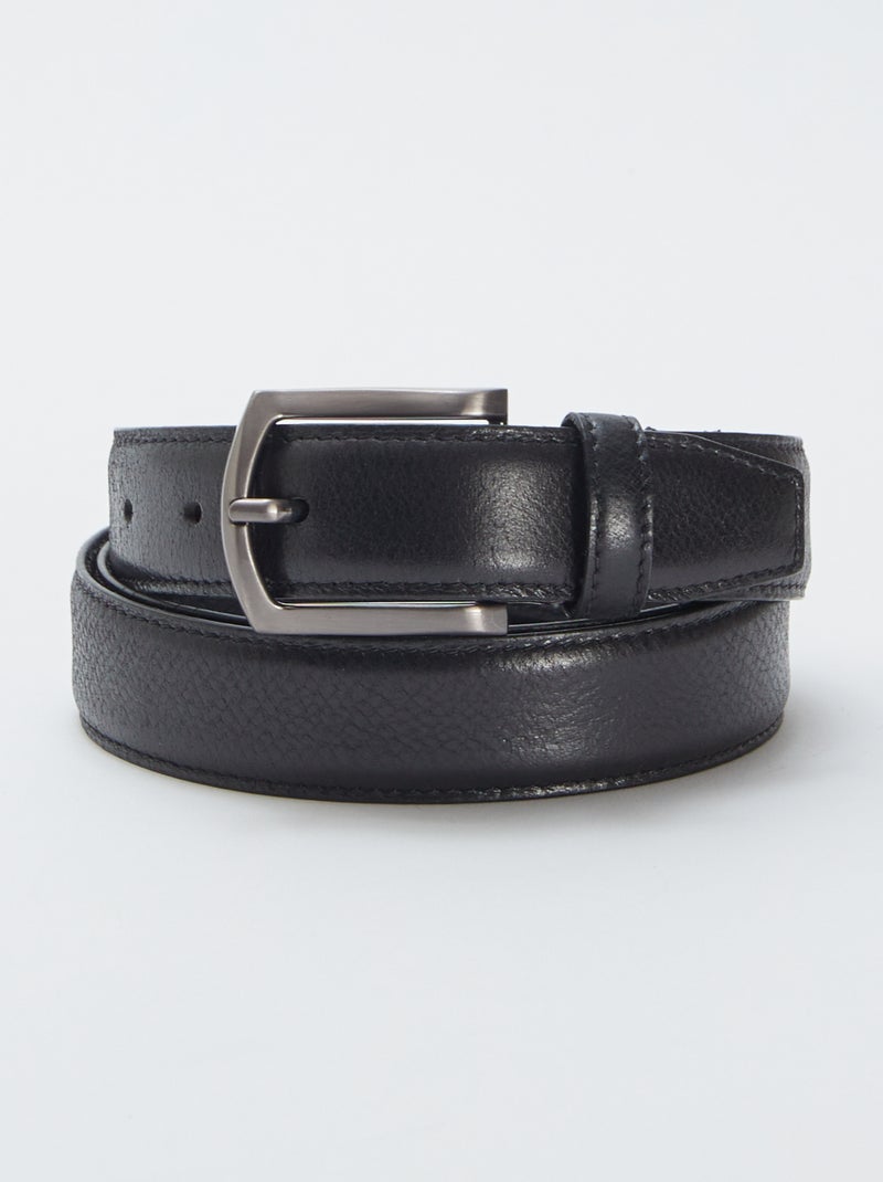 Basic-Ledergürtel mit Metallschnalle SCHWARZ - Kiabi