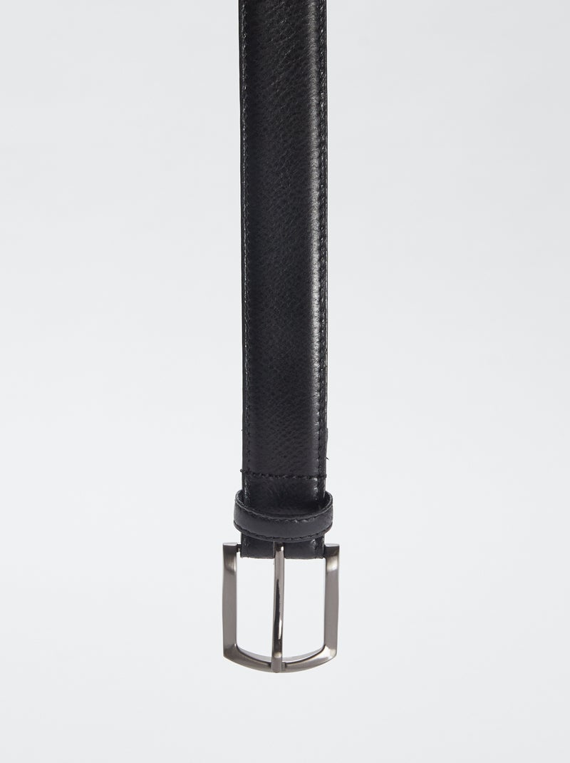 Basic-Ledergürtel mit Metallschnalle SCHWARZ - Kiabi