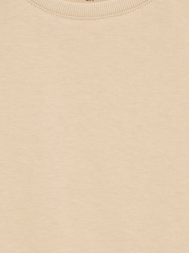 Basic long-sleeved T-shirt Beige - Kiabi