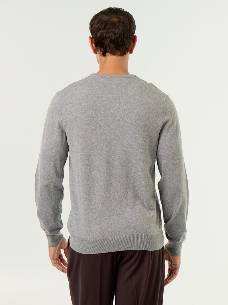 Basic-Pullover aus einfarbigem Strick Grau - Kiabi