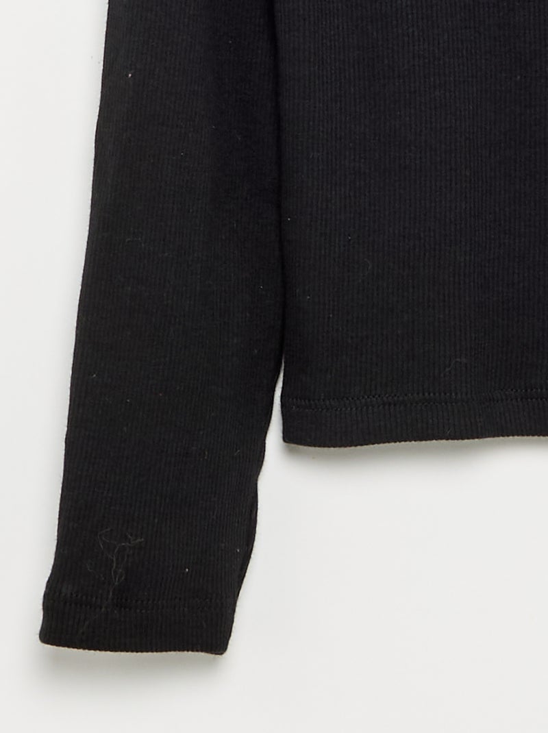 Basic Ribbed T-shirt Black - Kiabi