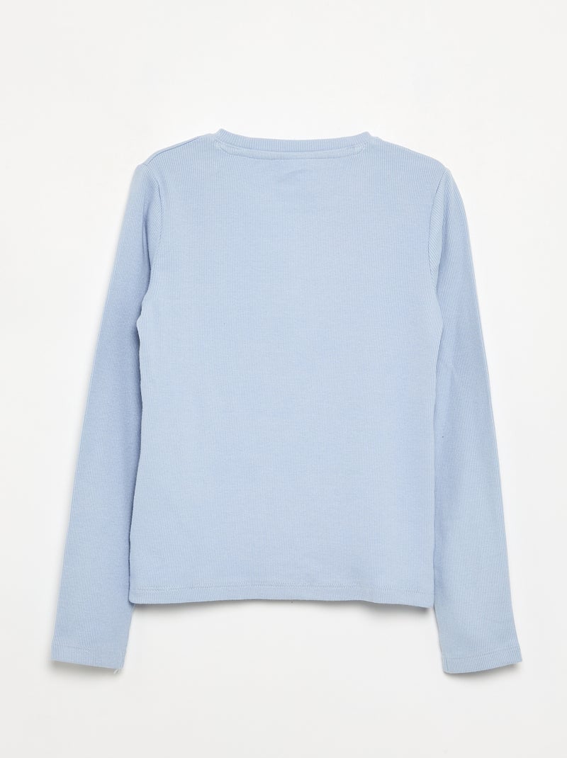 Basic Ribbed T-shirt Blue - Kiabi
