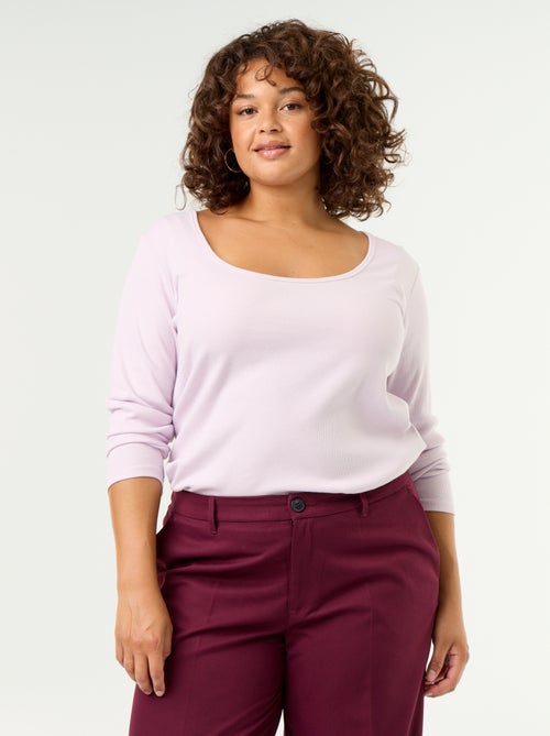 Basic Ribbed T-shirt - Kiabi Basic Ribbed T-shirt - Kiabi