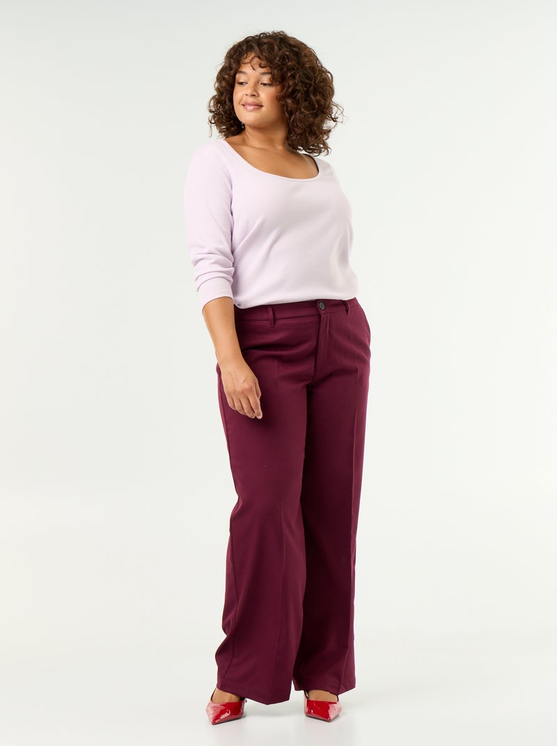 Basic Ribbed T-shirt Purple - Kiabi