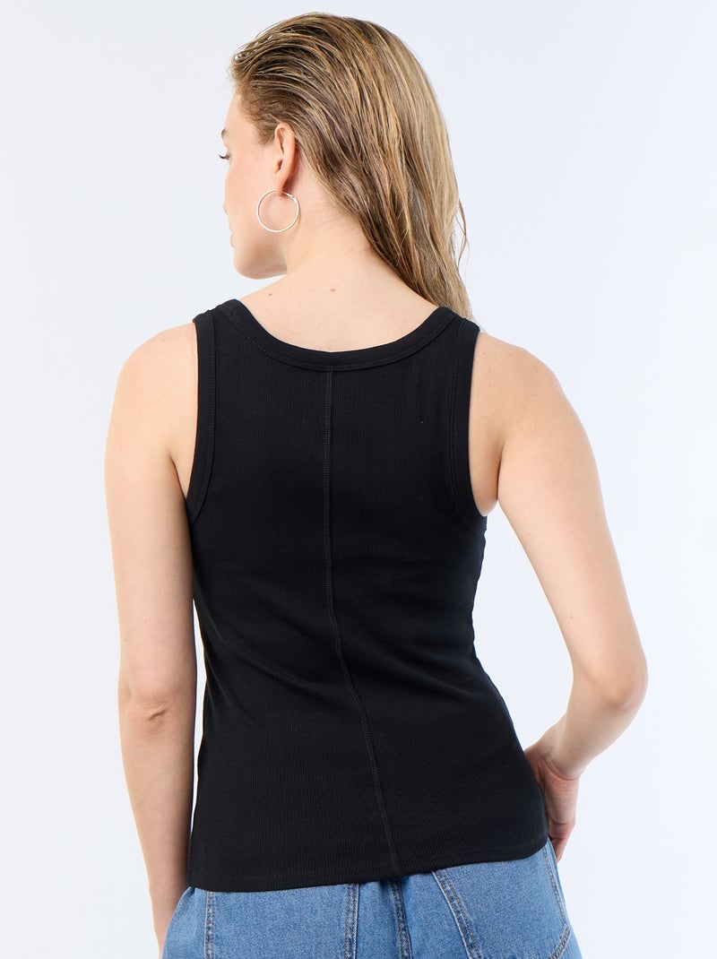 Basic Ribbed Tank Top Black - Kiabi