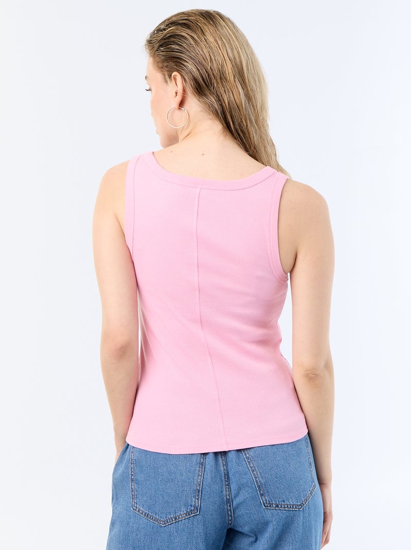 Basic Ribbed Tank Top Pink - Kiabi