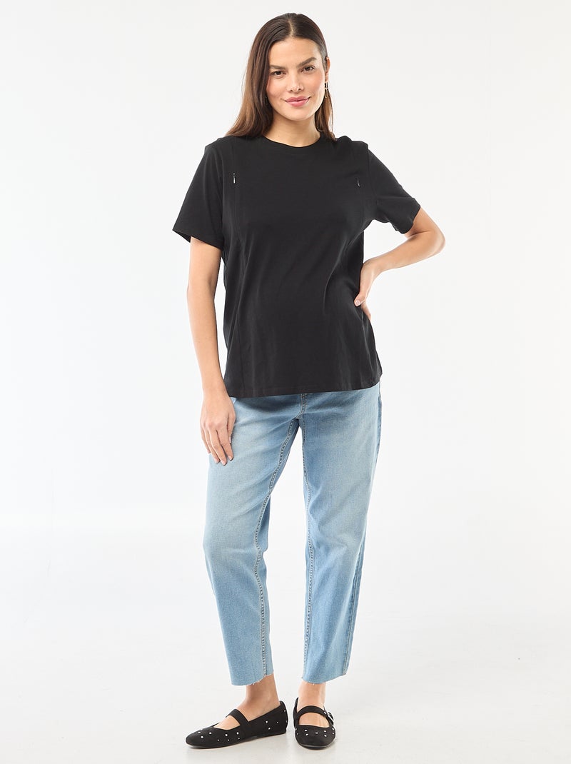 Basic Still-T-Shirt mit kurzen Ärmeln Schwarz - Kiabi