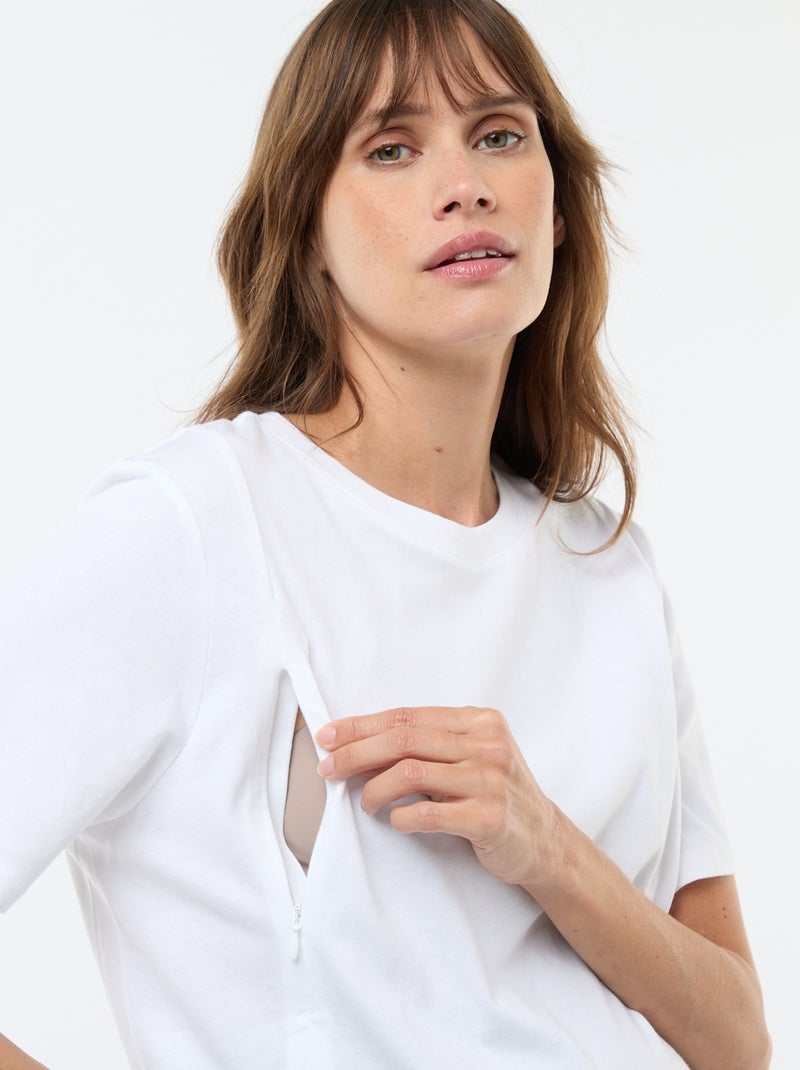 Basic Still-T-Shirt mit kurzen Ärmeln Weiß - Kiabi