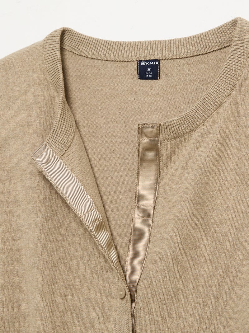 Basic Strickjacke - Leicht anzuziehen Beige - Kiabi