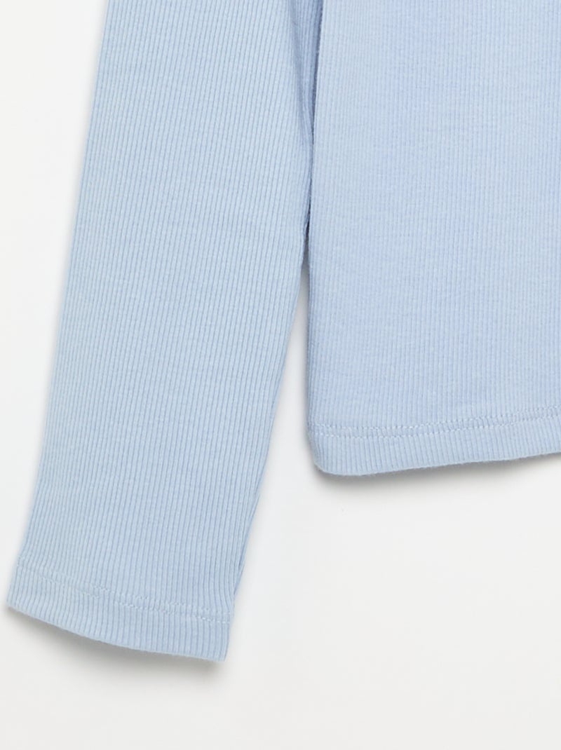 Basic T-Shirt aus Rippstrick Bleu - Kiabi
