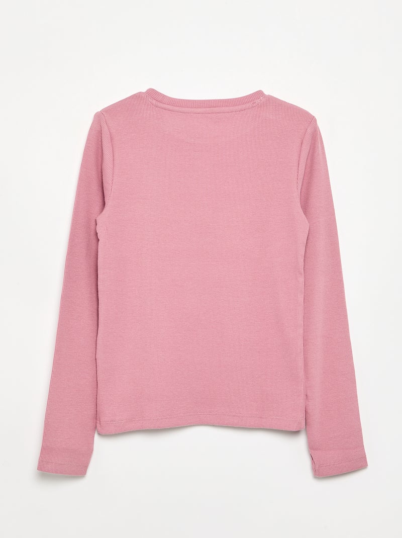 Basic T-Shirt aus Rippstrick Rose - Kiabi