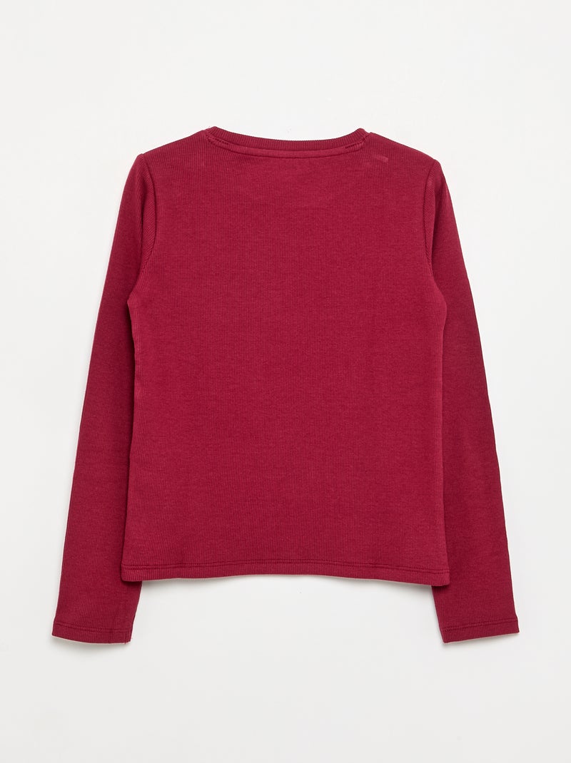 Basic T-Shirt aus Rippstrick Rouge - Kiabi