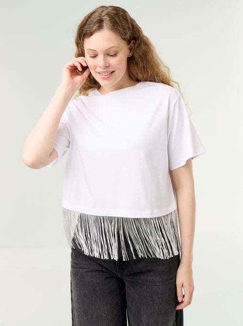 Basic T-Shirt mit Fransen - Kiabi