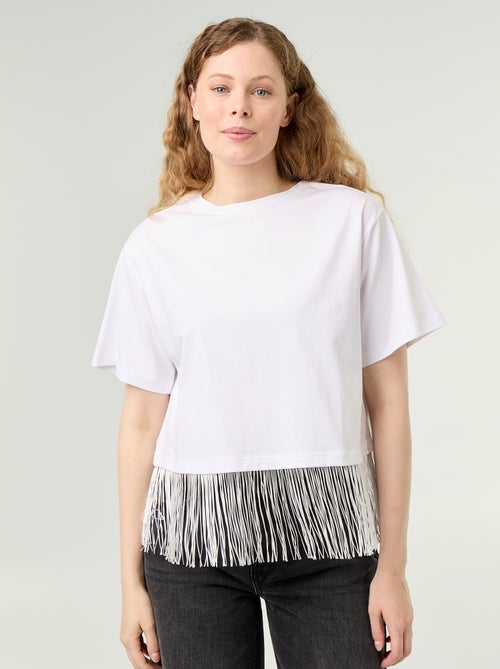 Basic T-Shirt mit Fransen - Kiabi