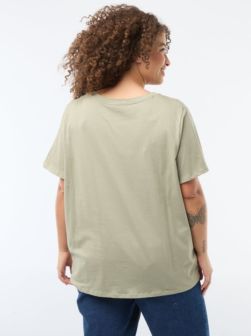 Basic T-Shirt mit kurzen Ärmeln und V-Ausschnitt Grün - Kiabi