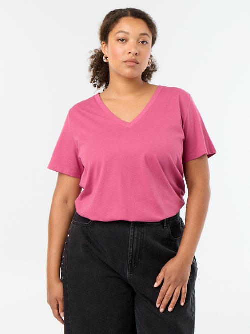 Basic T-Shirt mit kurzen Ärmeln und V-Ausschnitt - Kiabi Basic T-Shirt mit kurzen Ärmeln und V-Ausschnitt - Kiabi