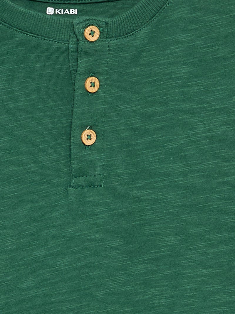 Basic T-Shirt mit Tunis-Kragen Vert - Kiabi