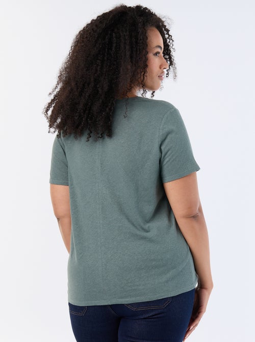 Basic V-Ausschnitt T-Shirt mit kurzen Ärmeln - Kiabi