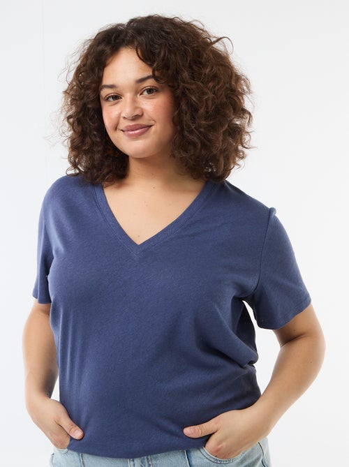 Basic V-Neck Short-Sleeve T-Shirt - Kiabi