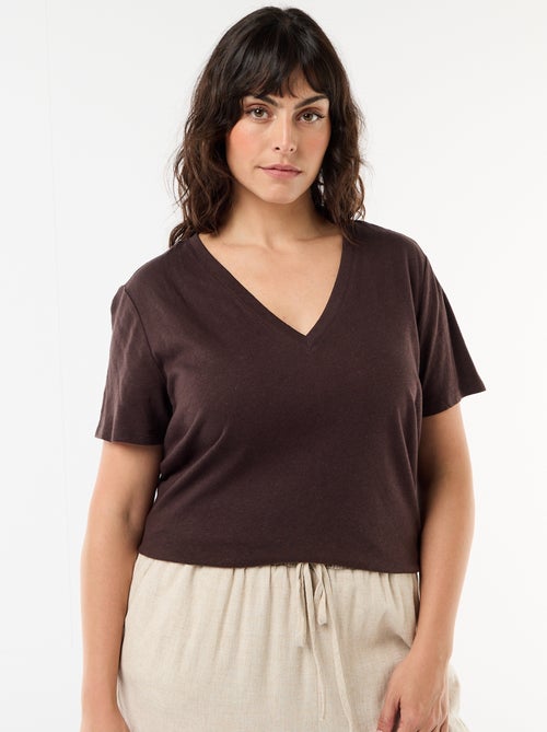 Basic V-Neck Short-Sleeve T-Shirt - Kiabi