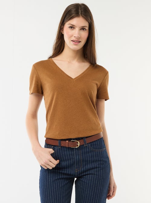 Basic V-neck Short-Sleeve T-shirt - Kiabi