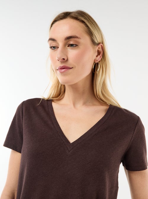 Basic V-neck Short-Sleeve T-shirt - Kiabi