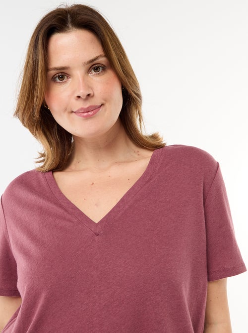 Basic V-Neck Short-Sleeve T-Shirt - Kiabi