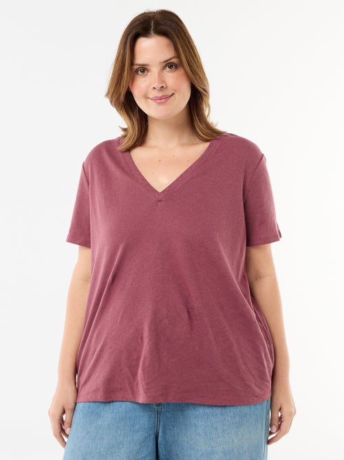 Basic V-Neck Short-Sleeve T-Shirt - Kiabi