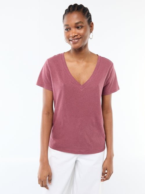 Basic V-neck Short-Sleeve T-shirt - Kiabi