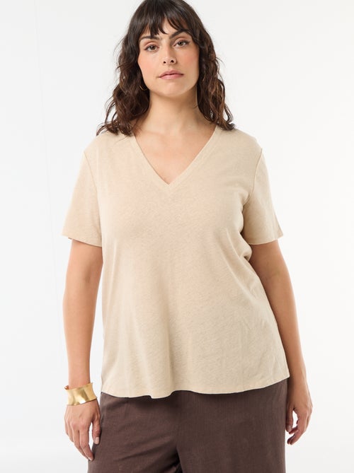 Basic V-Neck Short-Sleeve T-Shirt - Kiabi