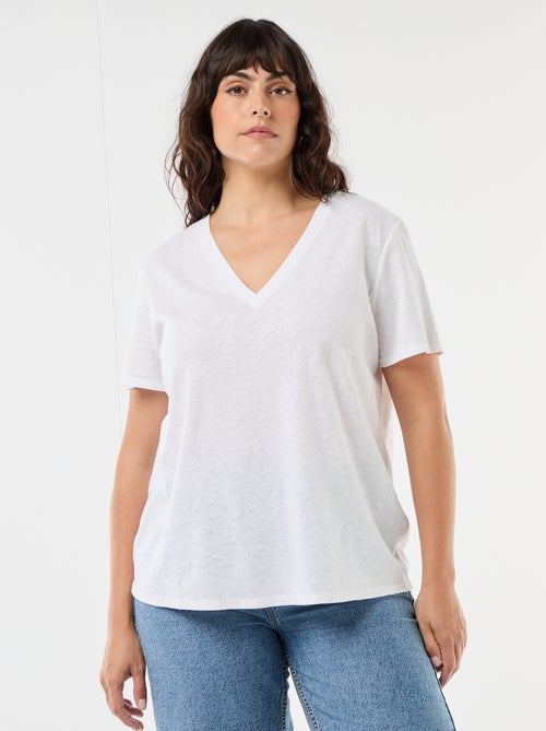 Basic V-Neck Short-Sleeve T-Shirt - Kiabi