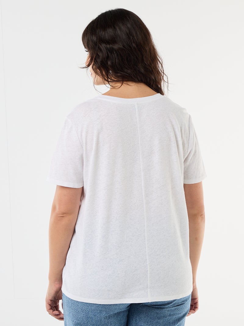 Basic V-Neck Short-Sleeve T-Shirt White - Kiabi