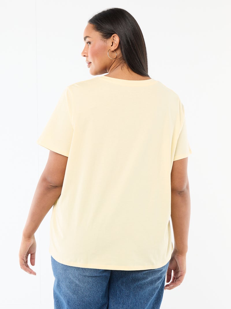 Basic V-neck short-sleeved t-shirt Yellow - Kiabi