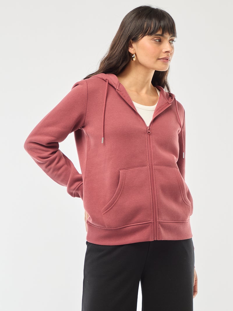 Basic zip-up hoodie Red - Kiabi