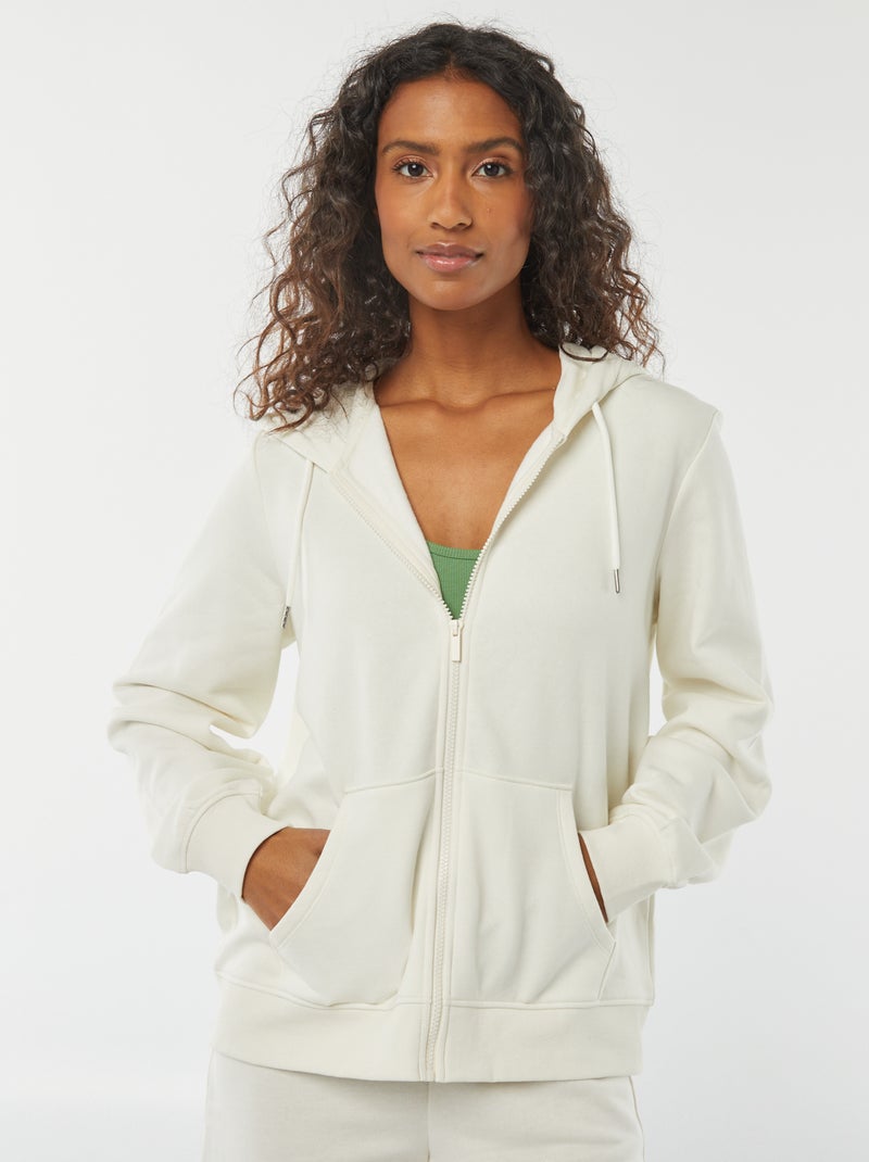 Basic zip-up hoodie White - Kiabi